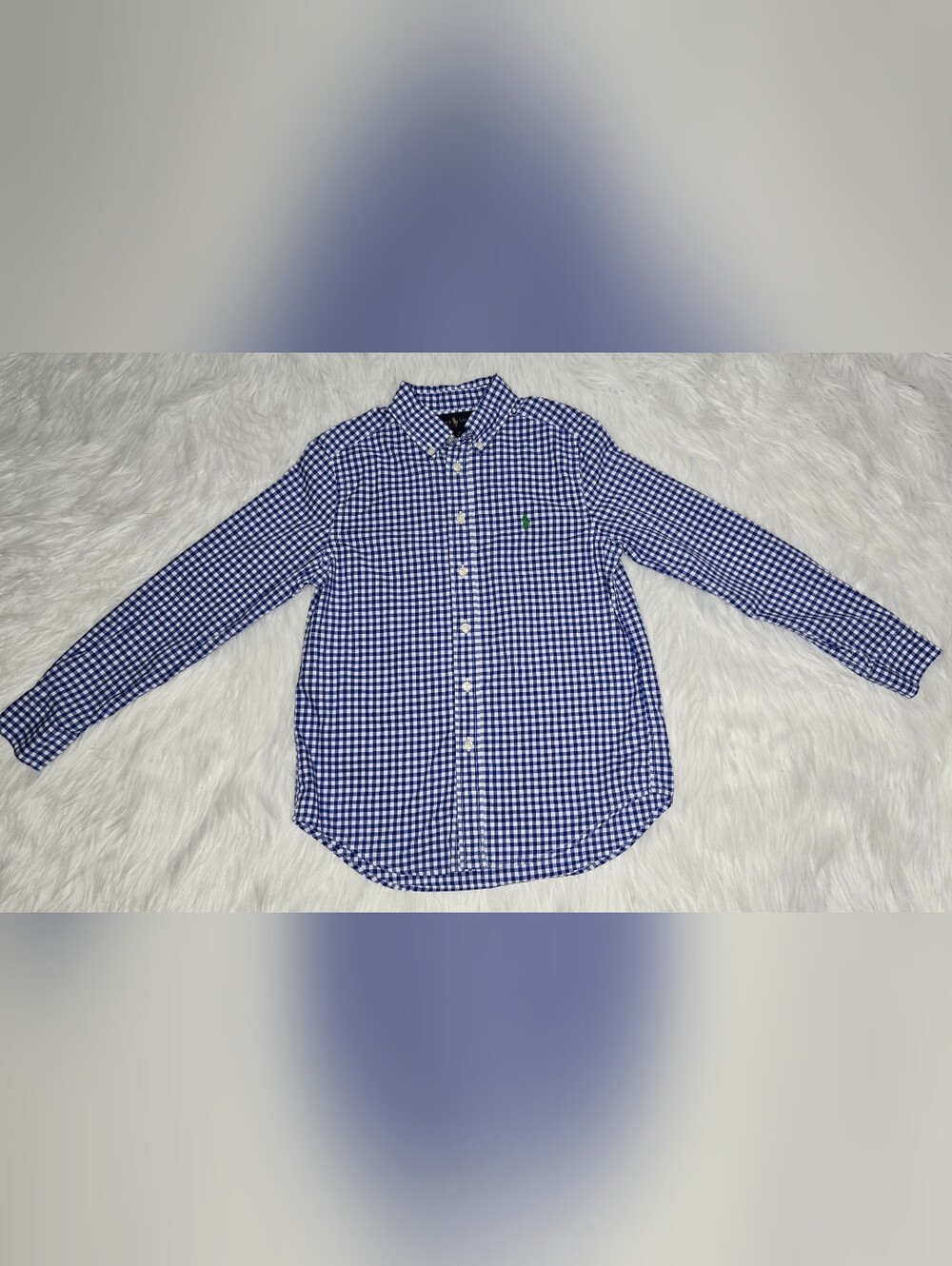 Ralph Lauren Blue and White Gingham Button-Down Shirt